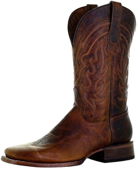 Brown Stitch Wide Square Toe Boots with Leather Sole – L5733